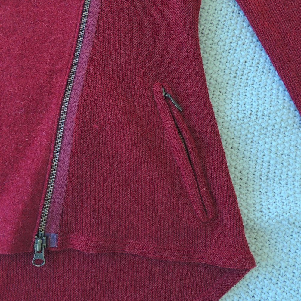 NWOT Wool/Alpaca Red Zip-front Cardigan - Picture 11 of 13